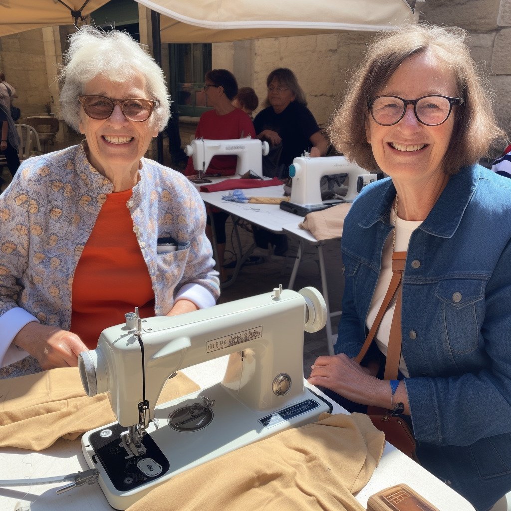 **a few happy women using sewing machines in France in 2023 --upbeta --v 5** - Image #3