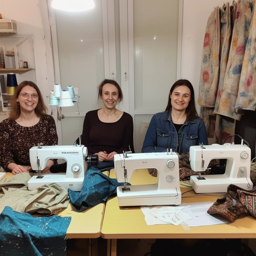 **a few happy women using sewing machines in France in 2023 --upbeta --v 5** - Image #4