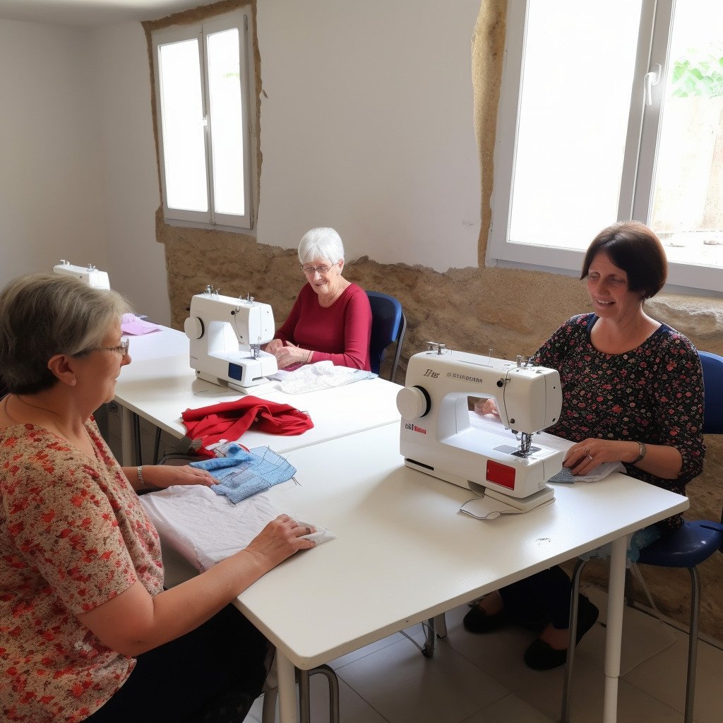 **a few happy women using sewing machines in France in 2023 --upbeta --v 5** - Image #4