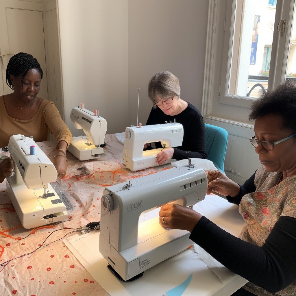 **a few happy women using sewing machines in France in 2023 --upbeta --v 5** - Image #3