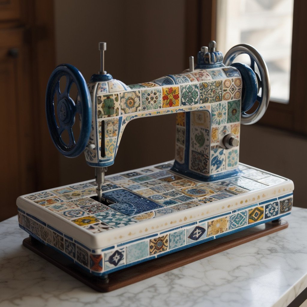 **a sewing machine made of ceramic tiles --upbeta --v 5** - Image #2
