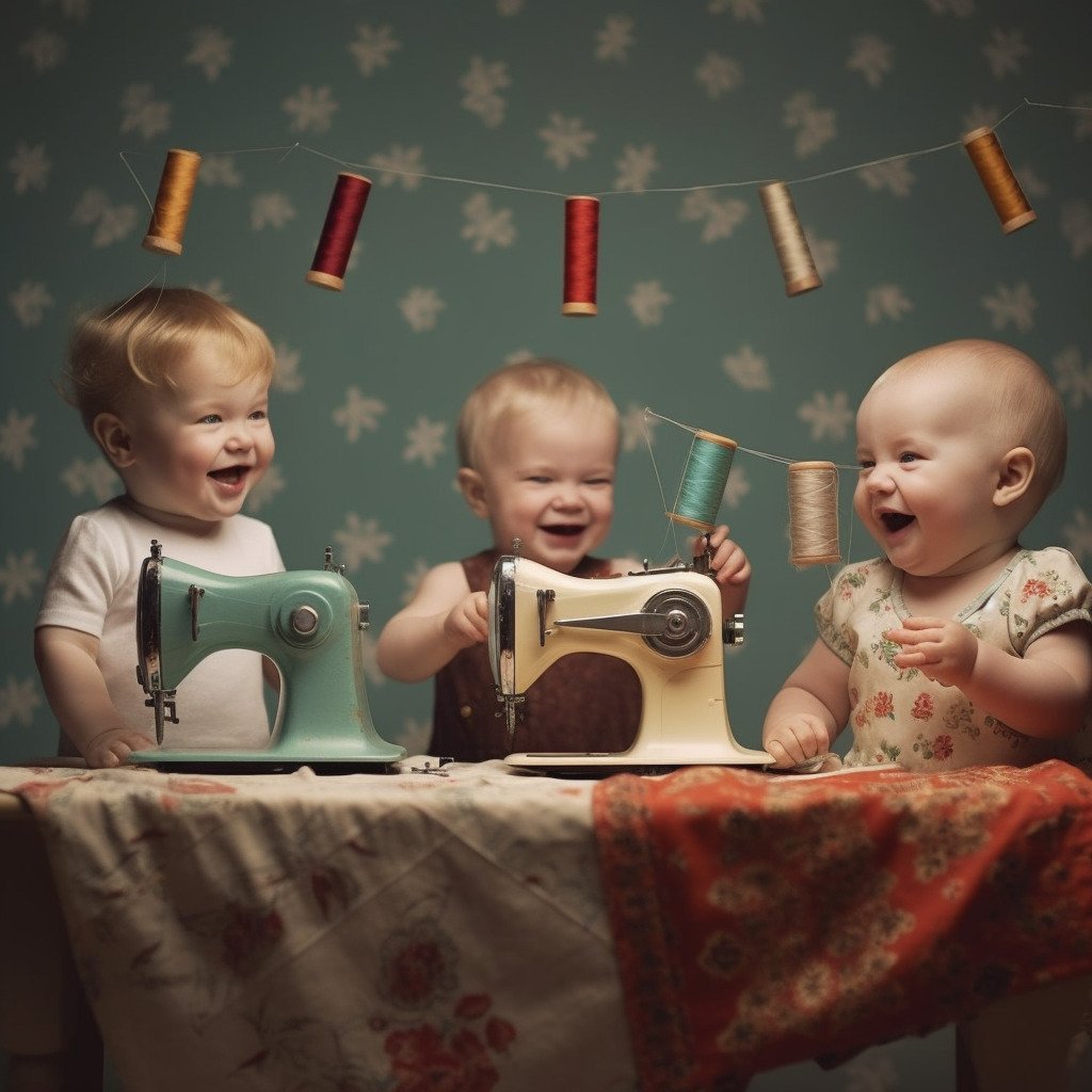 **happy babies using sewing machines --v 5.1** - Image #2