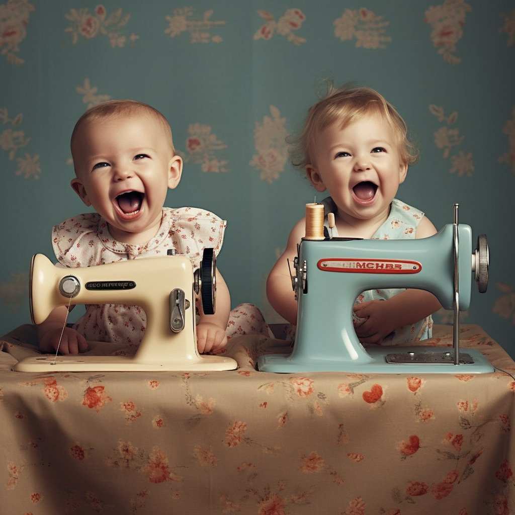 **happy babies using sewing machines --v 5.1** - Image #4