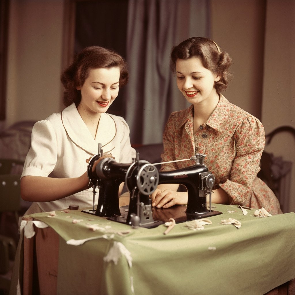 **happy women using a sewing machine in Europe in a beautiful workship --v 5.1** - Image #2