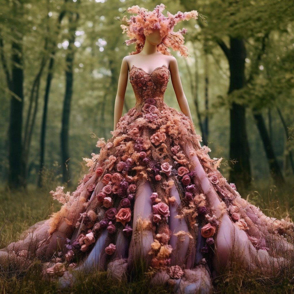 **a spring dress made of flowers in a blossom forest --repeat 10 --v 5.1** - Image #3