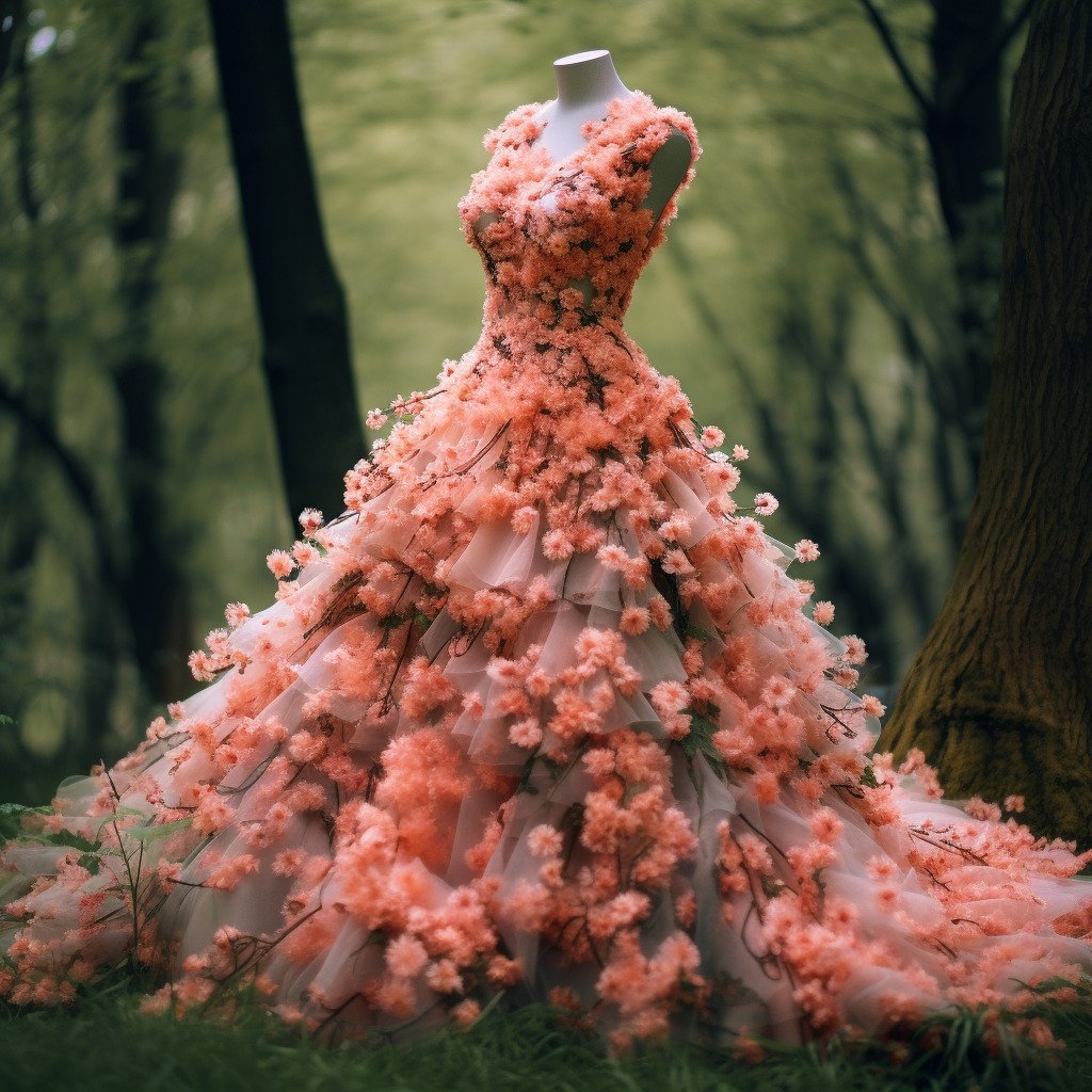 **a spring dress made of flowers in a blossom forest --repeat 10 --v 5.1** - Image #2