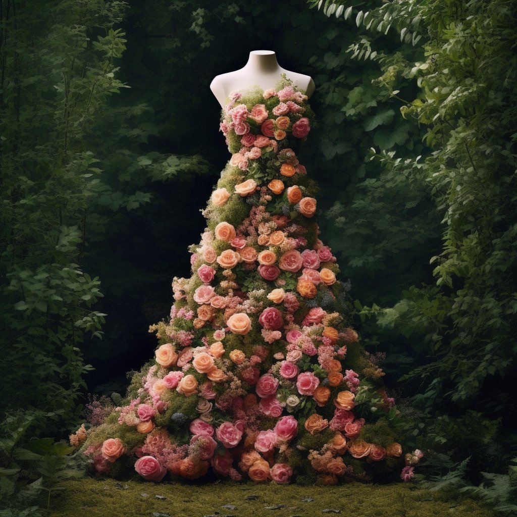 **a spring dress made of flowers in a blossom forest --repeat 10 --v 5.1** - Image #2