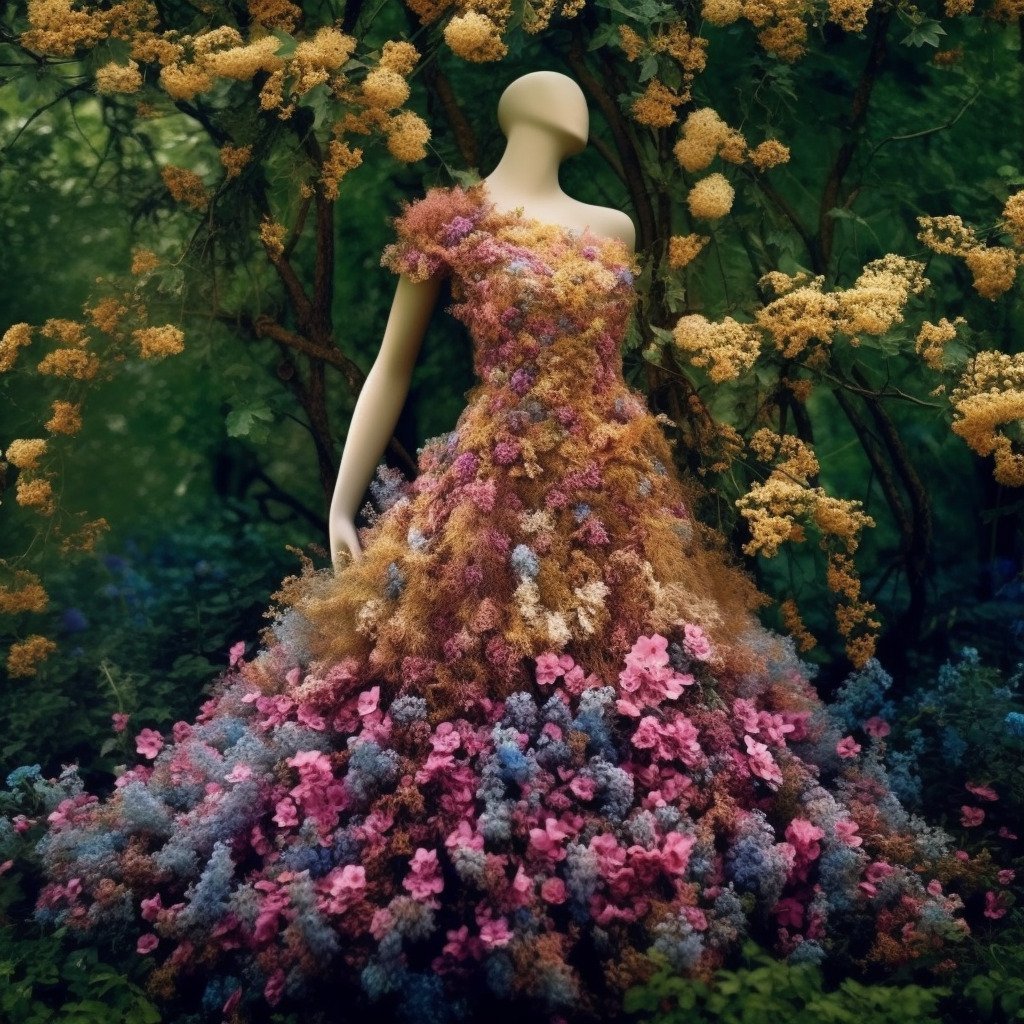 **a spring dress made of flowers in a blossom forest --repeat 10 --v 5.1** - Image #2