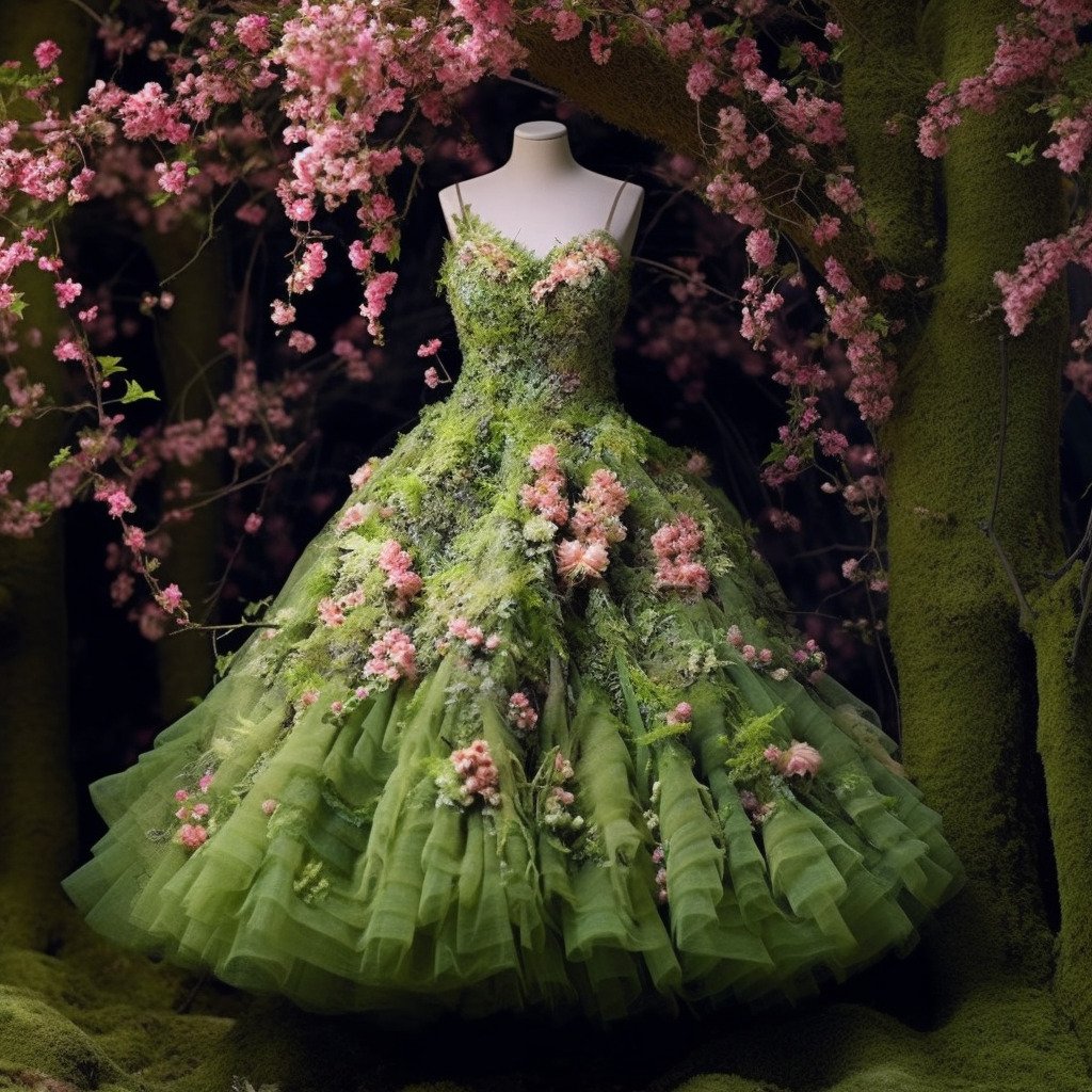 **a spring dress made of flowers in a blossom forest --repeat 10 --v 5.1** - Image #2