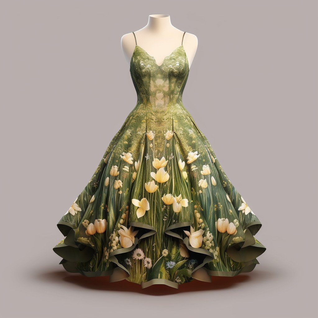 **a spring dress made of flowers in a blossom forest --repeat 10 --v 5.1** - Image #3