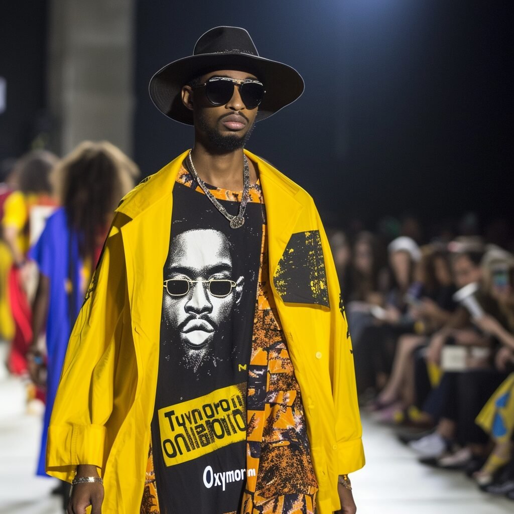 **Par exemple, en 2015, le designer Pyer Moss a présenté sa collection "Oxymoron" à New York Fashion Week, qui mettait en évidence les inégalités raciales dans la société américaine. La collection a été acclamée pour son message fort et son impact sur la conscience collective. --v 6.0** - Image #4