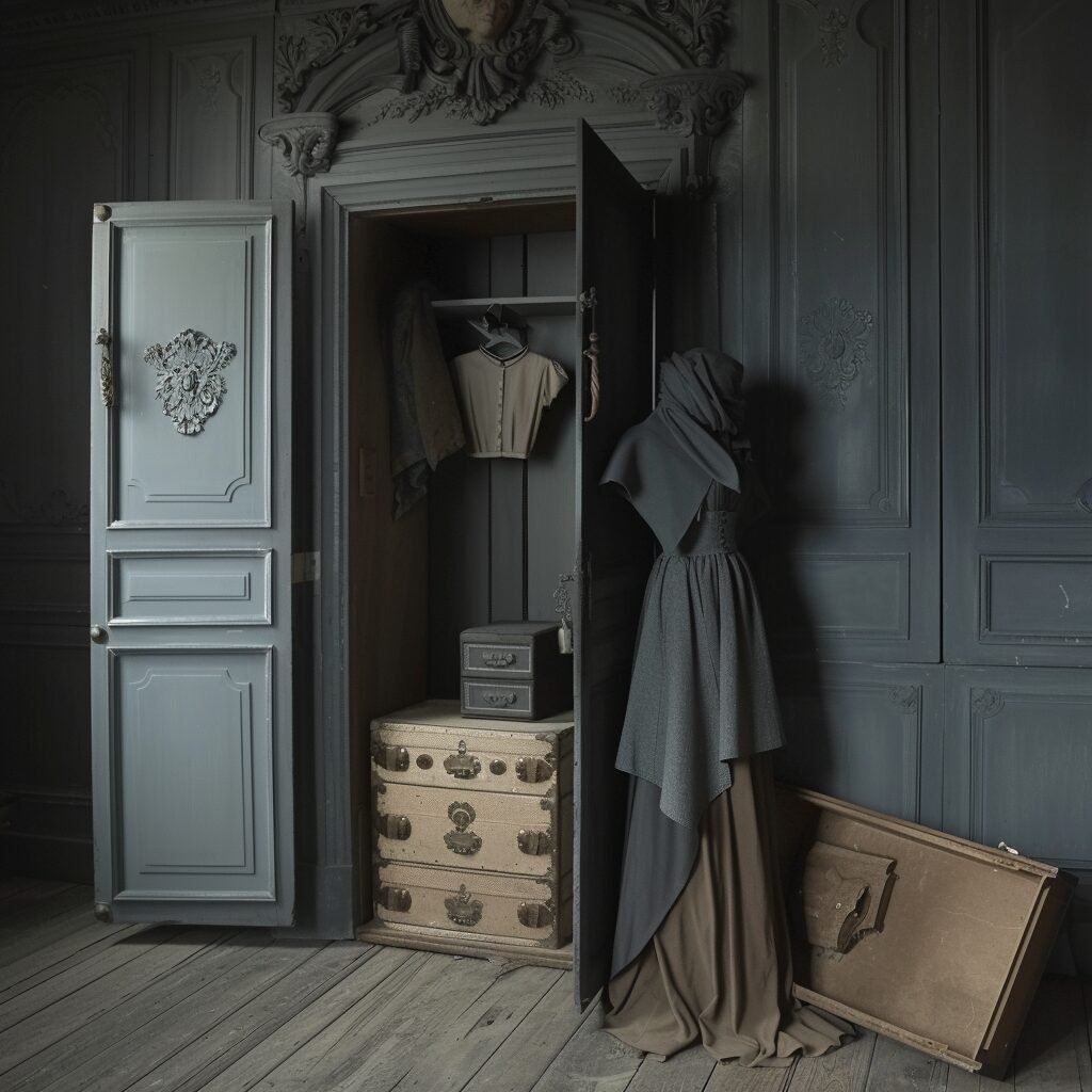 **a beautiful wardrobe and a woman. Grey --v 6.0** - Image #1