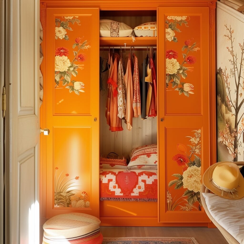 **a beautiful wardrobe and a woman. orange --v 6.0** - Image #2