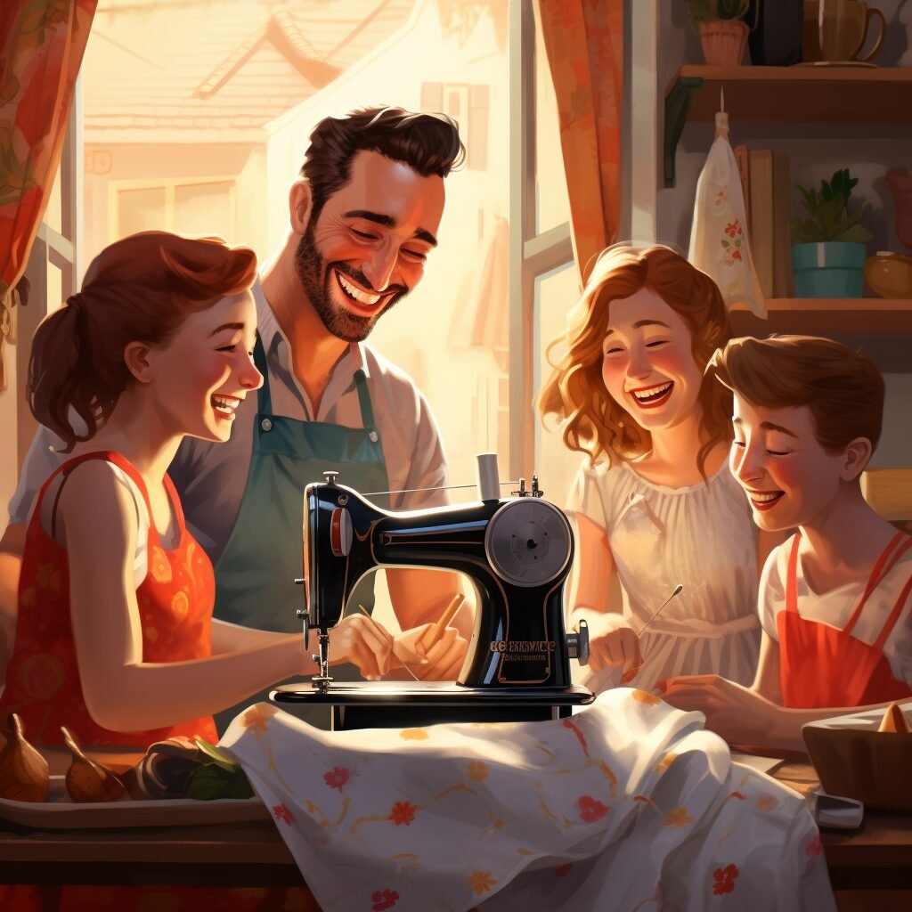 **a few happy people using a sewing machine in 2024 in France** - Image #2