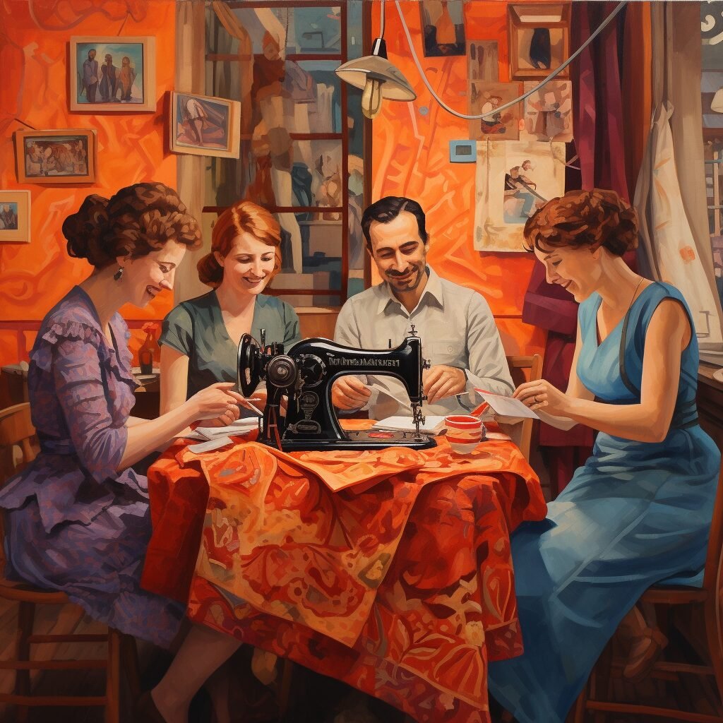 **a few happy people using a sewing machine in 2024 in France** - Image #4