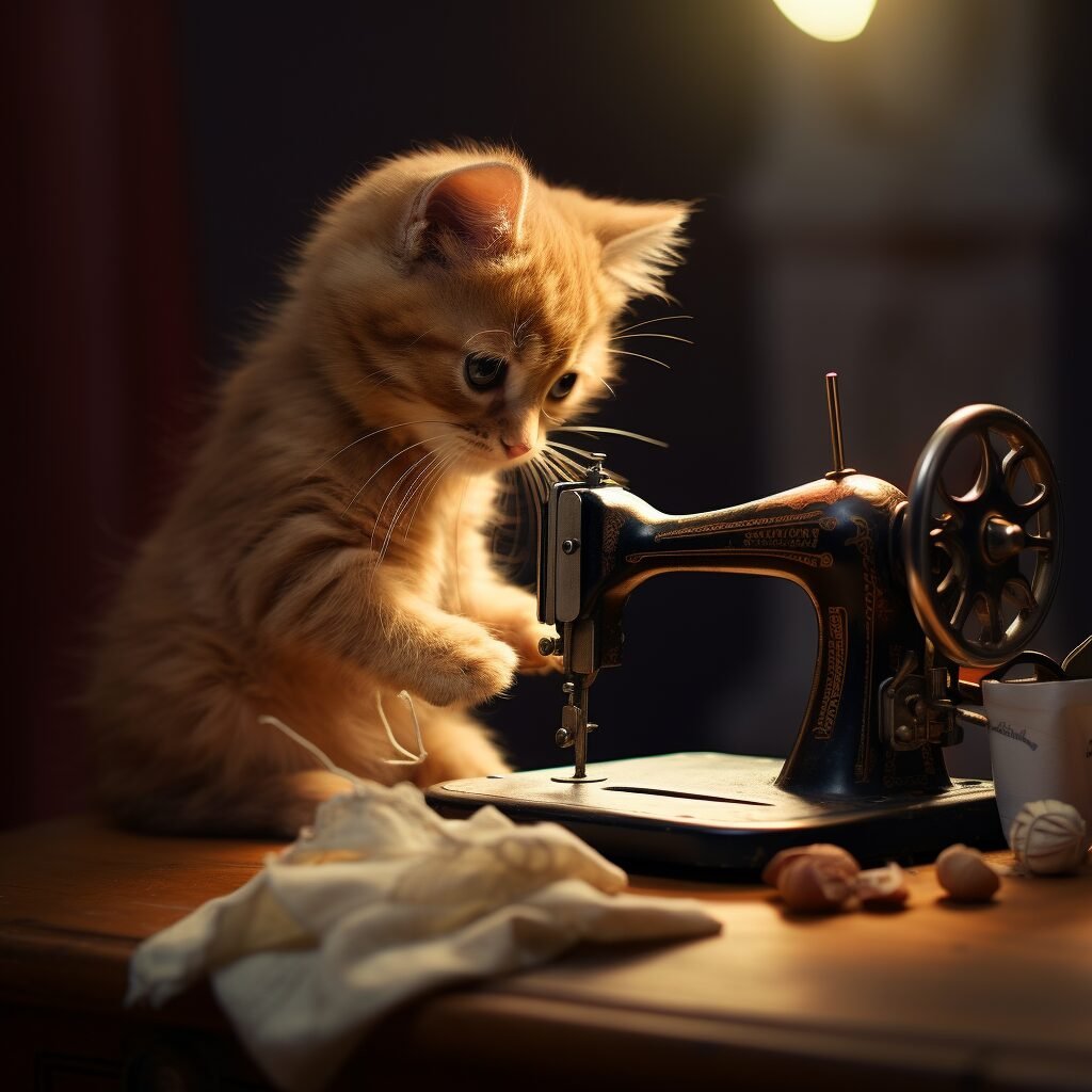 **a kitten using a sewing machine** - Image #4