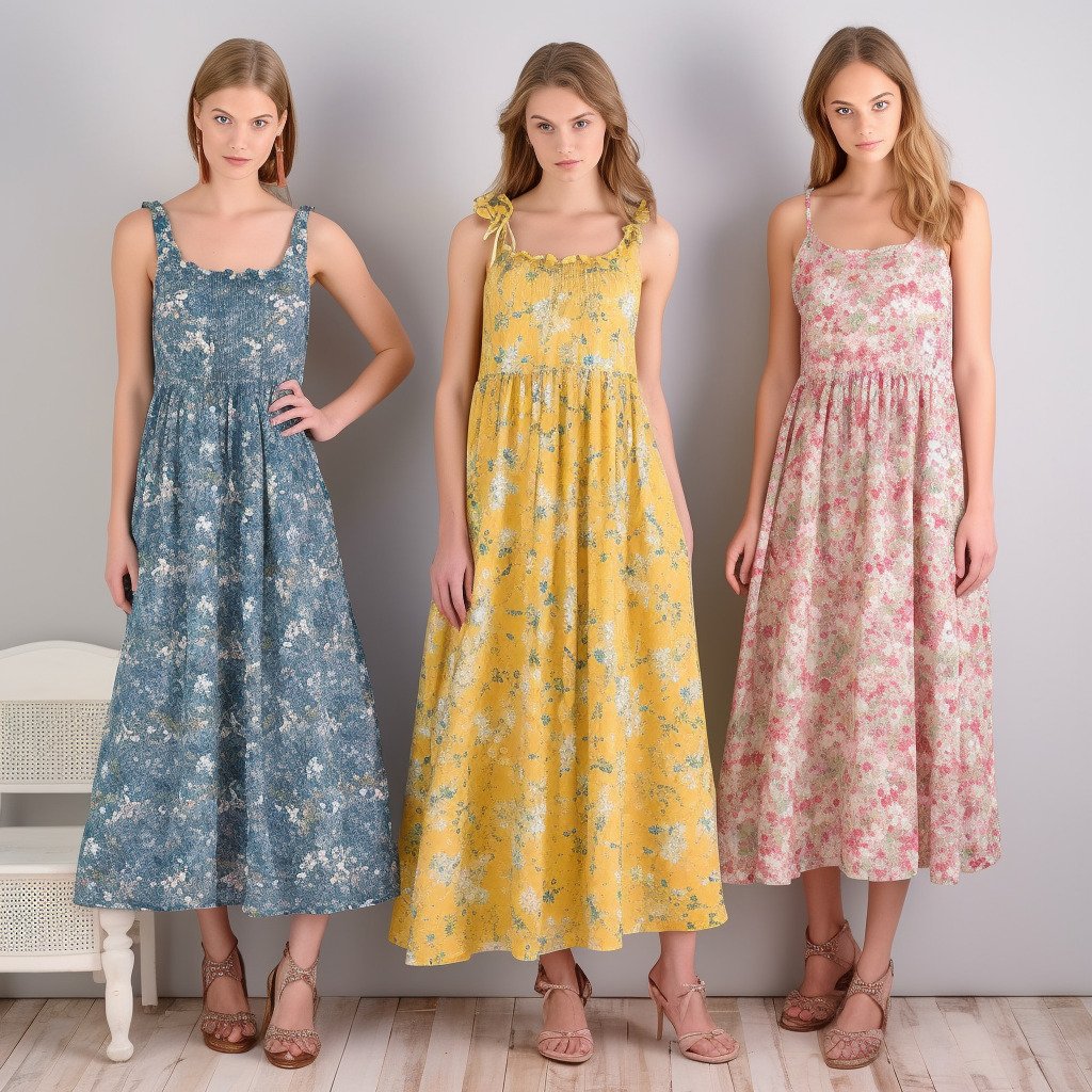 **Sewing breezy spring dresses: Explore techniques for sewing light and flowy dresses, featuring delicate floral patterns and spring-inspired colors perfect for warmer weather. --upbeta --v 5** - Image #1