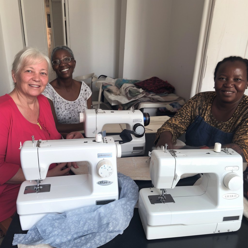 **a few happy women using sewing machines in France in 2023 --upbeta --v 5** - Image #1