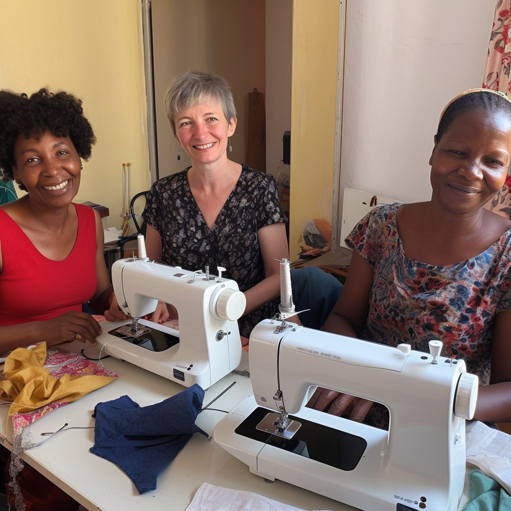 **a few happy women using sewing machines in France in 2023 --upbeta --v 5** - Image #4