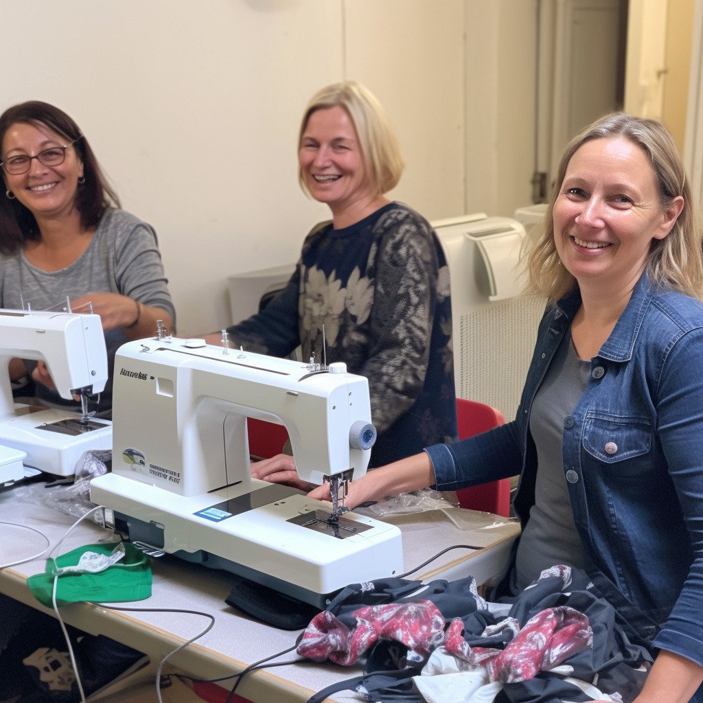 **a few happy women using sewing machines in France in 2023 --upbeta --v 5** - Image #2