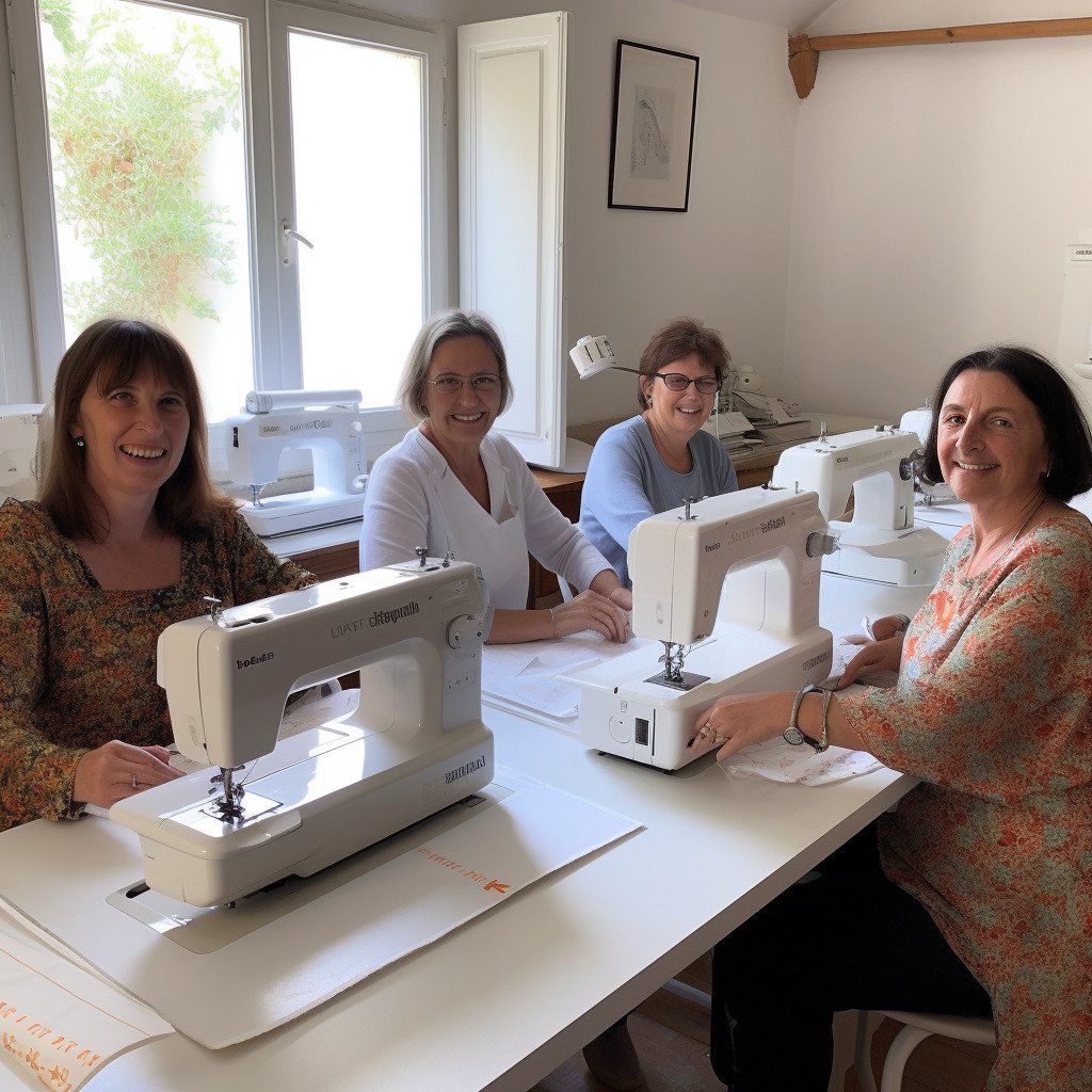 **a few happy women using sewing machines in France in 2023 --upbeta --v 5** - Image #1