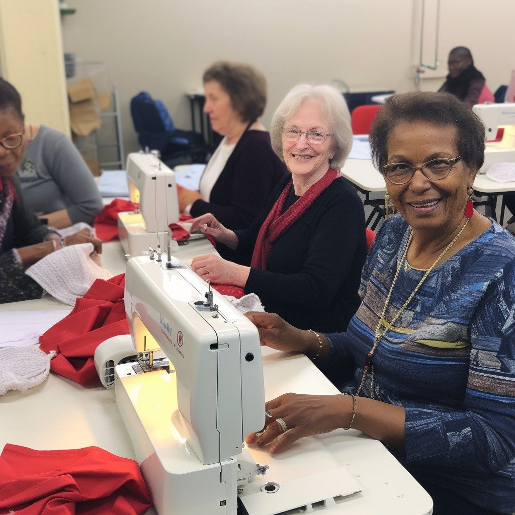 **a few happy women using sewing machines in France in 2023 --upbeta --v 5** - Image #1