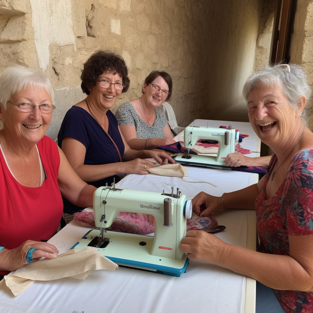 **a few happy women using sewing machines in France in 2023 --upbeta --v 5** - Image #1