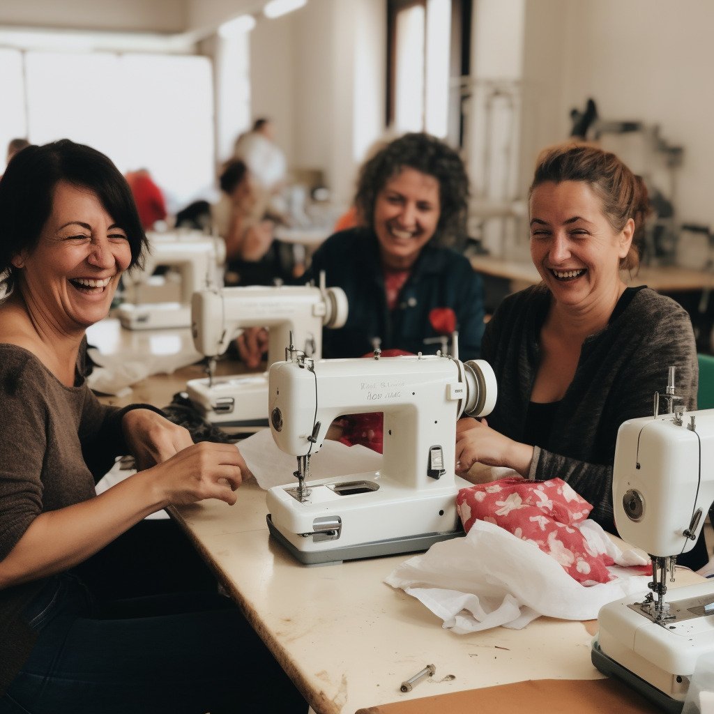 **a few happy women using sewing machines in France in 2023 --upbeta --v 5** - Image #2