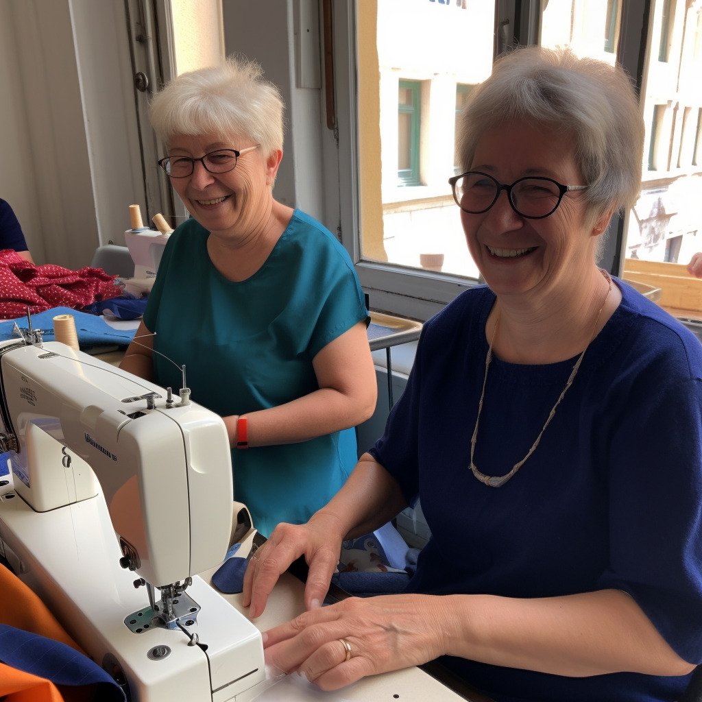 **a few happy women using sewing machines in France in 2023 --upbeta --v 5** - Image #1