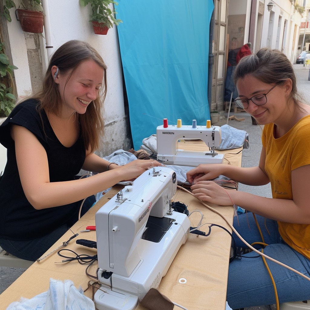 **a few happy women using sewing machines in France in 2023 --upbeta --v 5** - Image #3