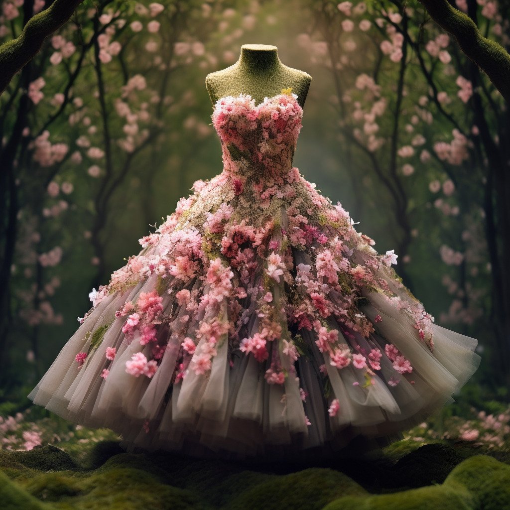 **a spring dress made of flowers in a blossom forest --repeat 10 --v 5.1** - Image #2