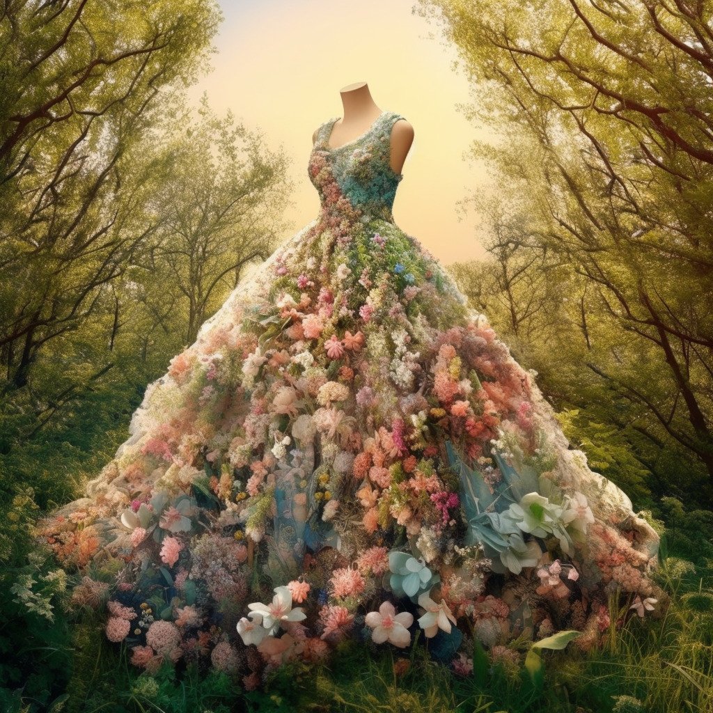 **a spring dress made of flowers in a blossom forest --repeat 10 --v 5.1** - Image #3