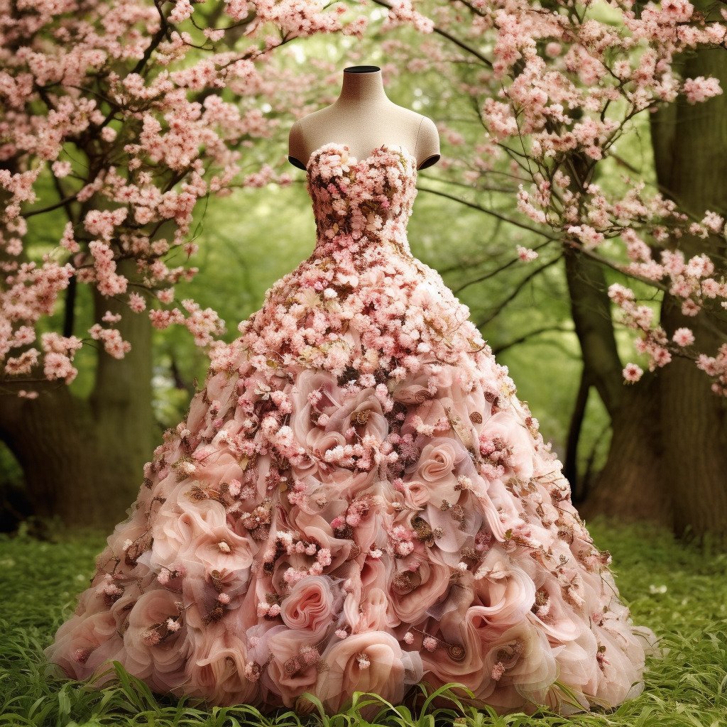 **a spring dress made of flowers in a blossom forest --repeat 10 --v 5.1** - Image #2