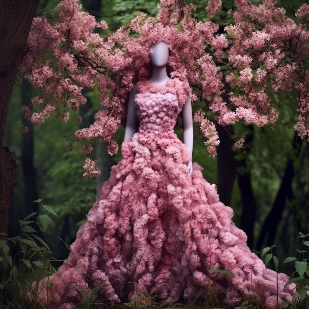 **a spring dress made of flowers in a blossom forest --repeat 10 --v 5.1** - Image #4