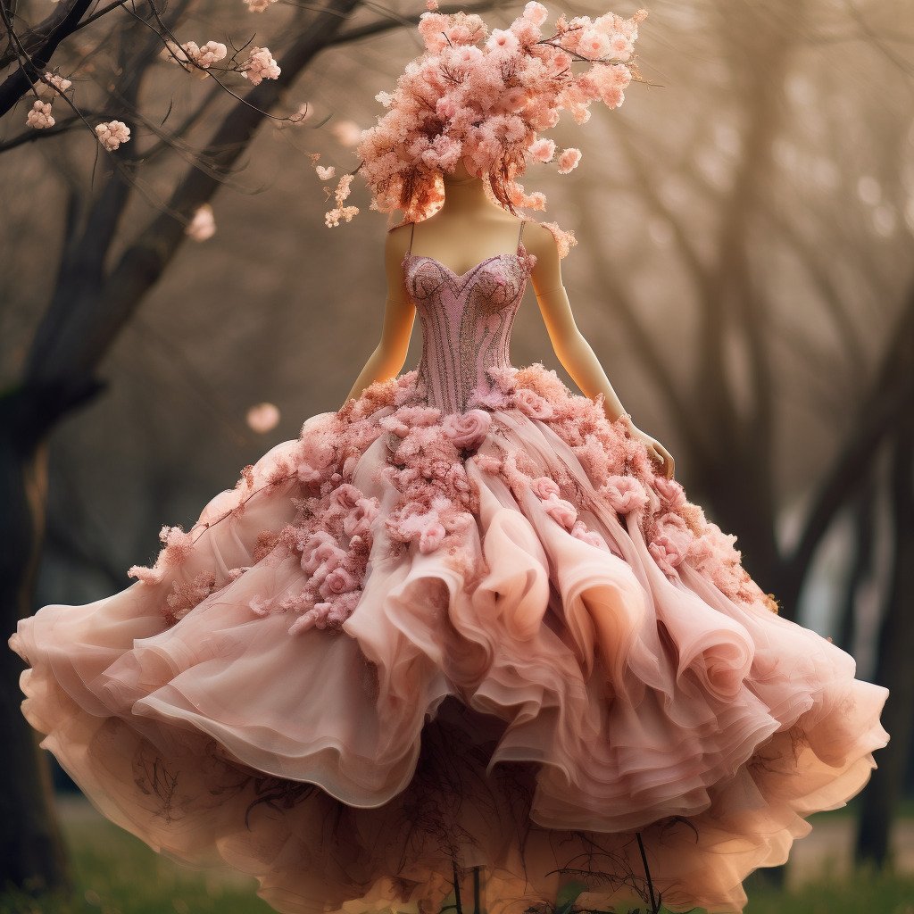 **a spring dress made of flowers in a blossom forest --repeat 10 --v 5.1** - Image #1