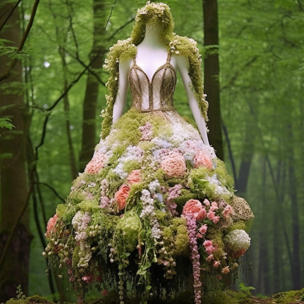 **a spring dress made of flowers in a blossom forest --repeat 10 --v 5.1** - Image #2