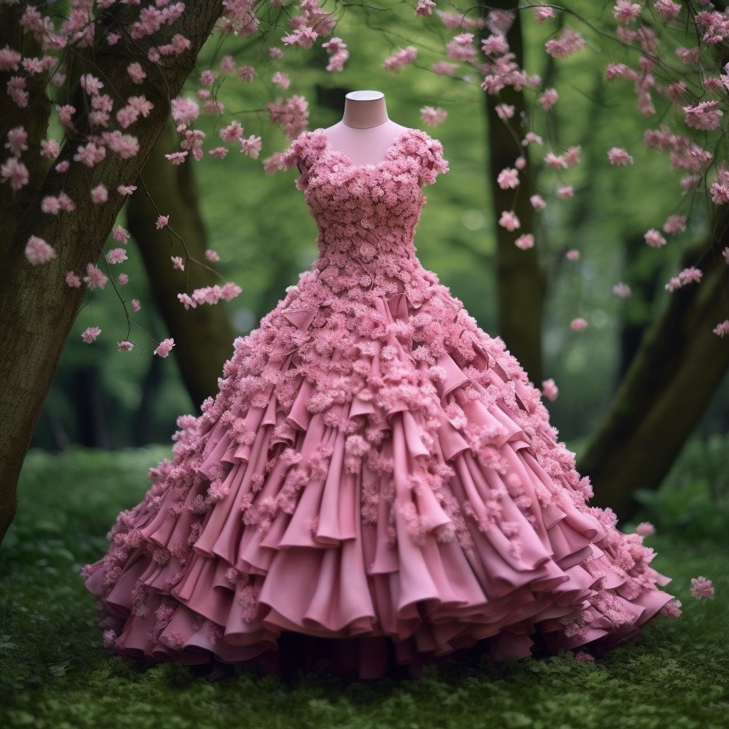 **a spring dress made of flowers in a blossom forest --repeat 10 --v 5.1** - Image #4