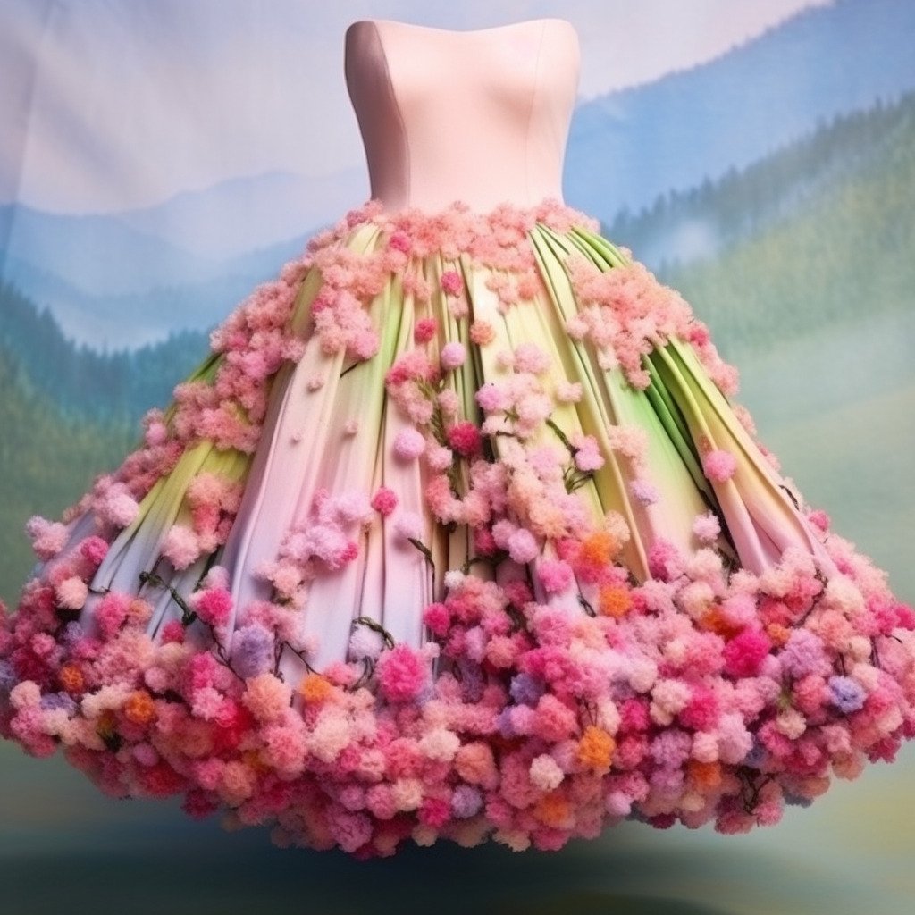 **a spring skirt made of flowers in a blossom forest --repeat 5 --v 5.1** - Image #4