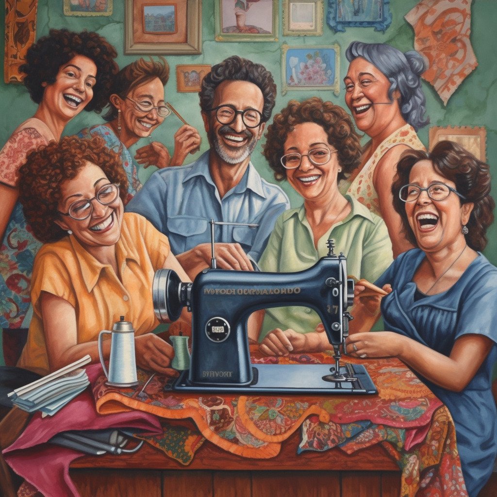 **happy people using a sewing machine --v 5.1** - Image #4